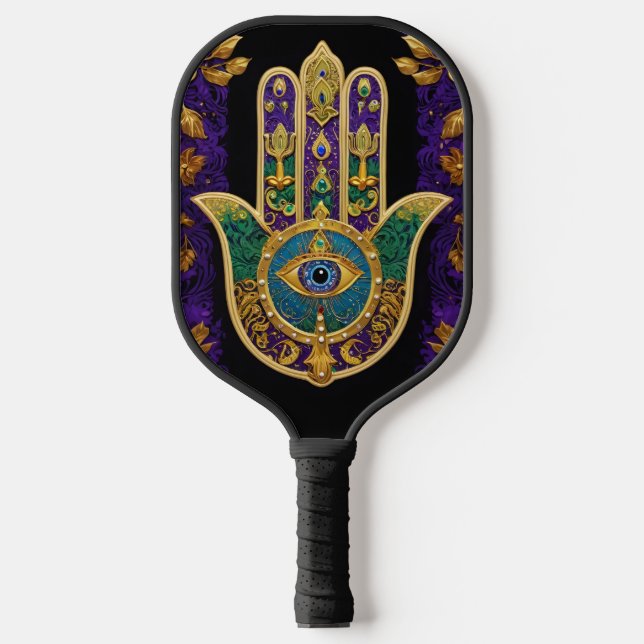 Verziert Gold Third Eye Hamsa Pickleball Schläger (Vorderseite)