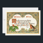Verziert Gold Vintage Christmas Verse, Robin & Hol Feiertagskarte<br><div class="desc">Richtig detailliertes verziertes Gold und aquamarines,  blumengeschmücktes Medaillon mit dem Gedicht "Weihnachten Glockenspiel" in elegantem antiken Schriftart,  geschmückt mit heiligen und roten Röhren auf einem Ast. Zurück bietet ergänzende robingrafische und bearbeitbare Textfelder. Die Hintergrundfarbe ist anpassbar.</div>