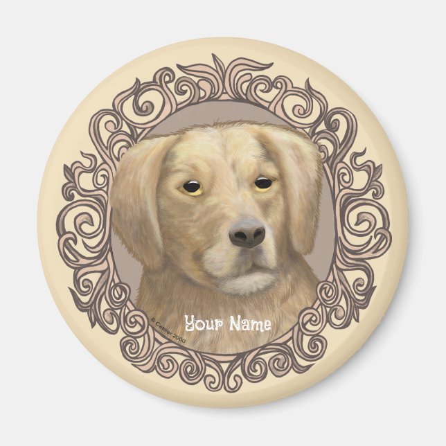 Verziert Golden Retriever Magnet (Vorne)
