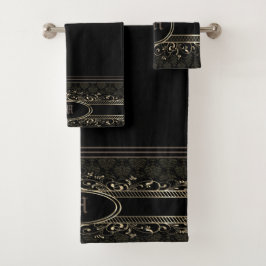 Verziert Gothic-Mit Monogramm Badhandtuch Set
