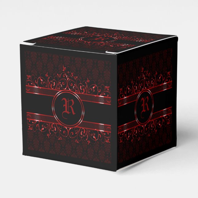 Verziert Gothic Mit Monogramm Gevor Box Schwarz &  Geschenkschachtel (Vorderseite)