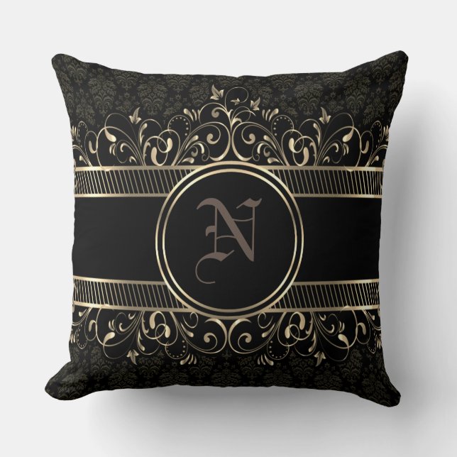 Verziert Gothic-Mit Monogramm Kissen (Vorderseite)