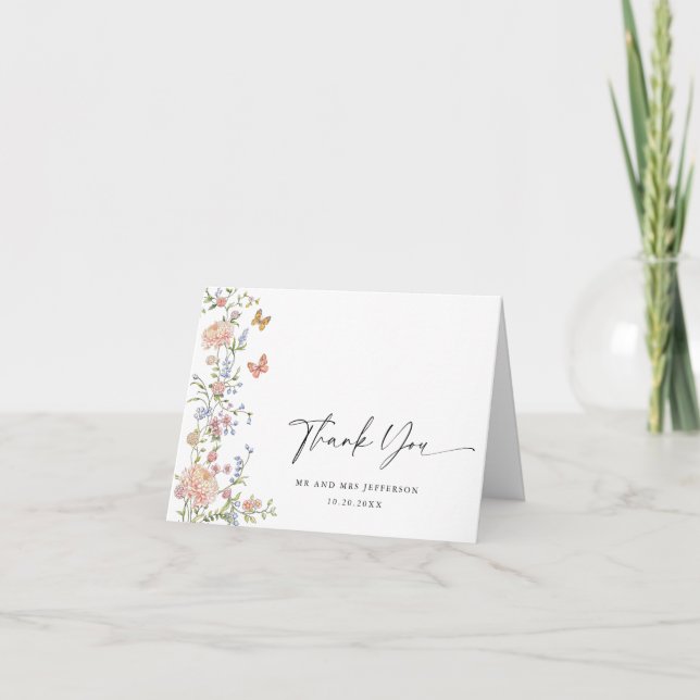 Verziert Grace Pastel Blush Bloral Wedding Vielen  Dankeskarte (Vorderseite)