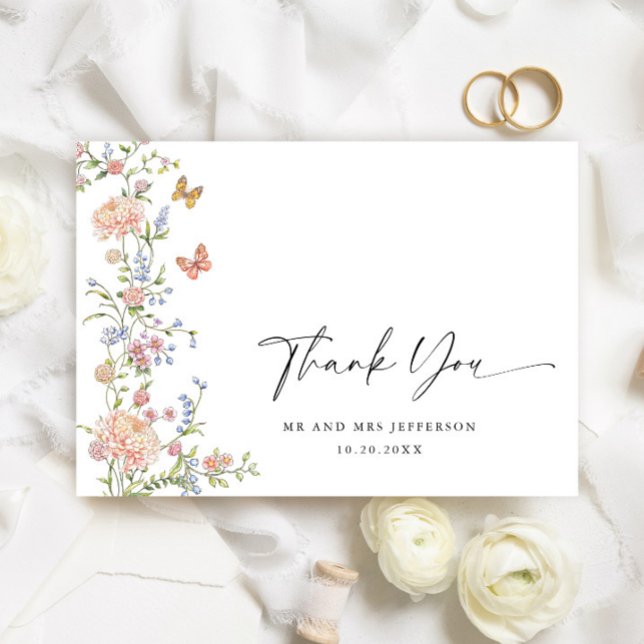 Verziert Grace Pastel Blush Bloral Wedding Vielen  Dankeskarte (Von Creator hochgeladen)