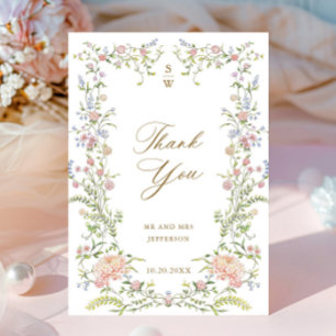 Verziert Grace Pastel Blush Bloral Wedding Vielen  Dankeskarte