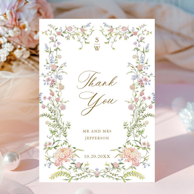 Verziert Grace Pastel Blush Bloral Wedding Vielen  Dankeskarte (Von Creator hochgeladen)