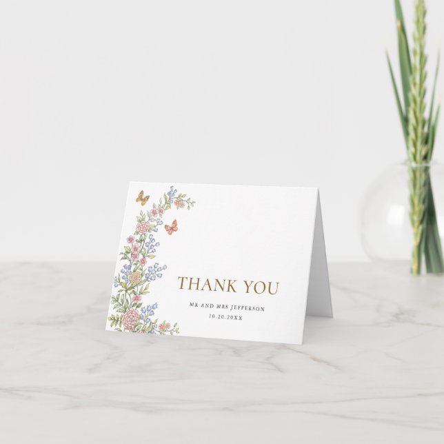 Verziert Grace Pastel Blush Bloral Wedding Vielen  Dankeskarte (Vorderseite)