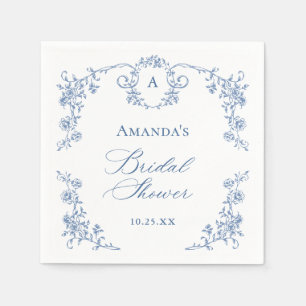 Verziert Grace Viktorianisch Blue Floral Brautpart Serviette