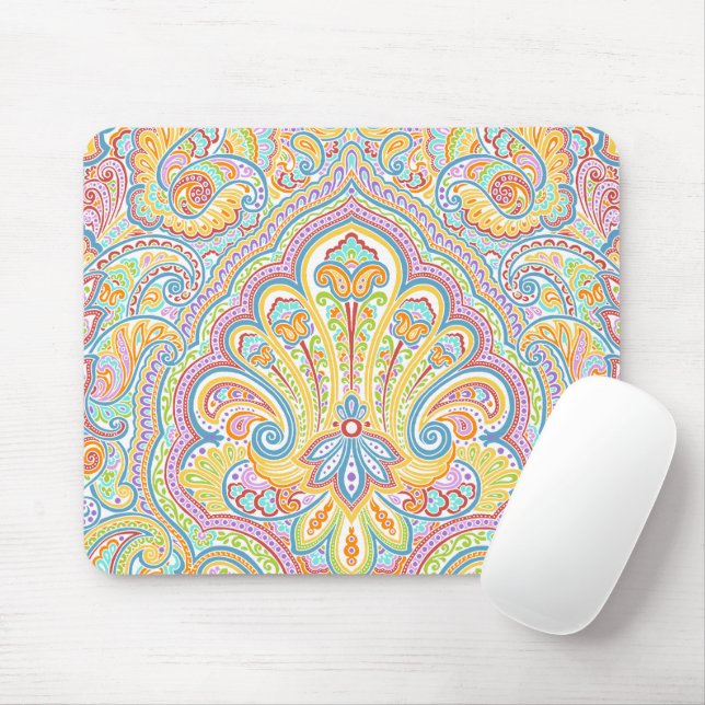 Verziert Hand Drawn Paisley Floral Motif Mousepad (Mit Mouse)
