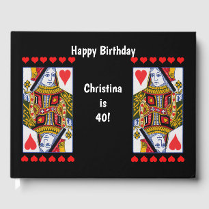 Verziert Happy Birthday Playing Card Herz Königinn Gästebuch