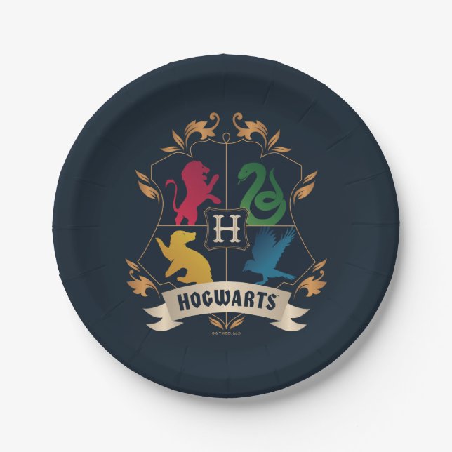 Verziert HOGWARTS™ House Wappen Pappteller (Vorderseite)