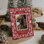 Verziert Holiday Botanisches Foto Weihnachtskarte Feiertagskarte<br><div class="desc">Verzierter botanischer Rahmen,  Foto-Urlaubskarte. Template Textzeilen für Ihren Urlaub Gruß,  Name und Jahr.</div>
