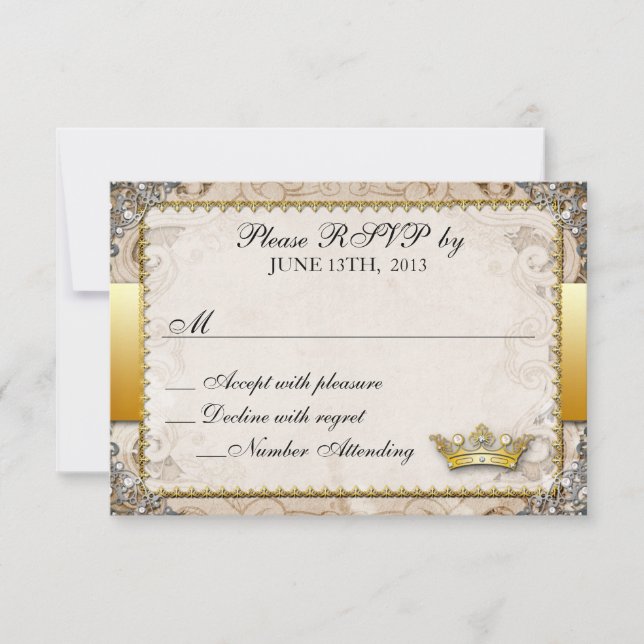 Verziert Mairytale Storybook Wedding RSVP (Vorderseite)