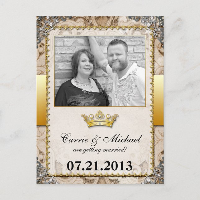 Verziert MärchenSave the Date Foto Postkarte (Vorderseite)