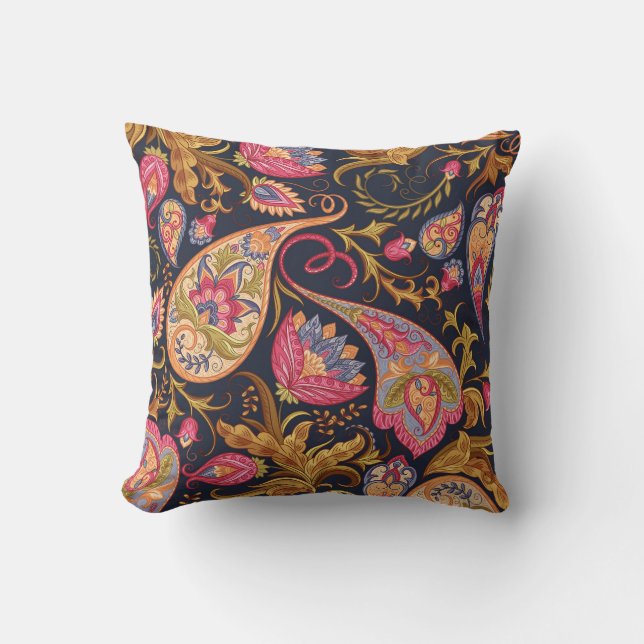 Verziert Paisley: Elegantes, nahtloses Muster. Kissen (Vorderseite)
