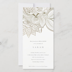 Verziert Paisley Ivory Gold Brautparty Einladung