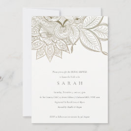 Verziert Paisley Ivory Gold Brautparty Einladung