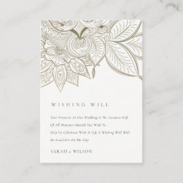 Verziert Paisley Ivory Gold Wedding Wishing Well Begleitkarte