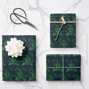 Verziert SLYTHERIN™-Wappen Geschenkpapier Set