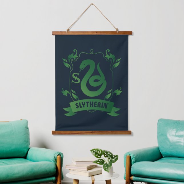 Verziert SLYTHERIN™-Wappen Wandteppich Mit Holzrahmen (Wohnzimmer)