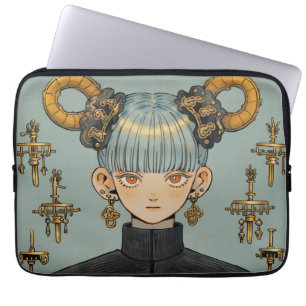 Verziert Steampunk Fantasy Anime Girl Laptopschutzhülle