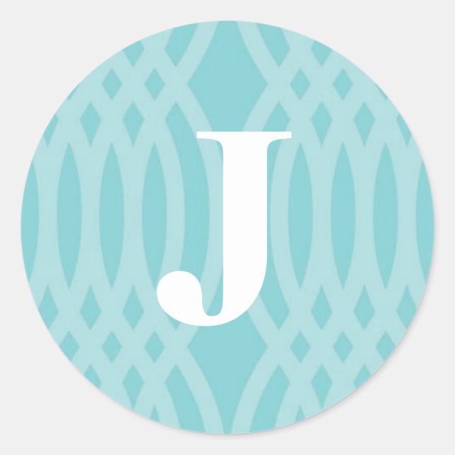 Verziert Woven Monogram - Letter J Runder Aufkleber (Vorderseite)