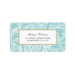 Verzierte Aqua Blue Floral Address Labels Adressaufkleber