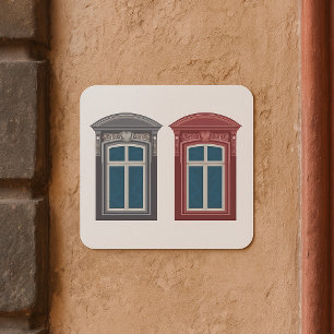Verzierte Architektur des Europäischen Fensters Quadratischer Aufkleber
