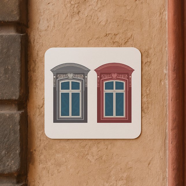 Verzierte Architektur des Europäischen Fensters Quadratischer Aufkleber (Von Creator hochgeladen)
