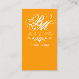 Verzierte barocke luxuriöse Art   Monogramm-Orange Visitenkarte