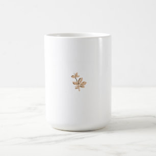 Verzierte beige-braune Blattkonstruktion auf einem Kaffeetasse