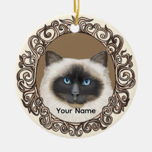 Verzierte Birma-Katze Schmuck Keramik Ornament