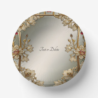 Verzierte Blatt-Bowle aus Gold Pappteller