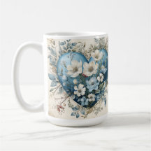 VERZIERTE BLUE CREAM GOLD BLLORAL HEARS