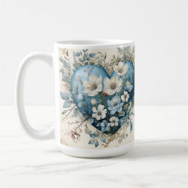 VERZIERTE BLUE CREAM GOLD BLLORAL HEARS KAFFEETASSE