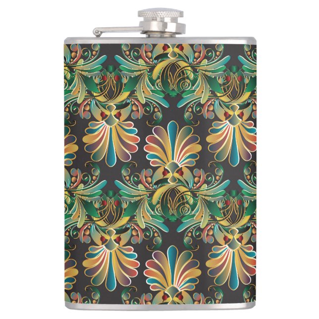 Verzierte Blume Flachmann (Vorderseite)