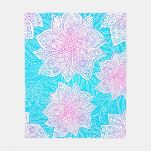 Verzierte Blume in Blau und Rosa nahtlos patentier Fleecedecke