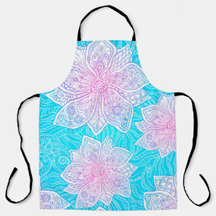 Verzierte Blume in Blau und Rosa nahtlos patentier Schürze