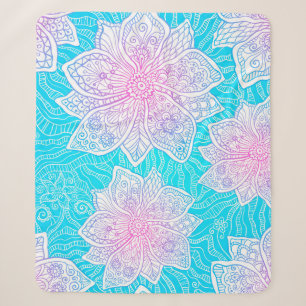 Verzierte Blume in Blau und Rosa nahtlos patentier Sherpadecke
