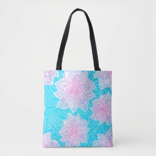Verzierte Blume in Blau und Rosa nahtlos patentier Tasche