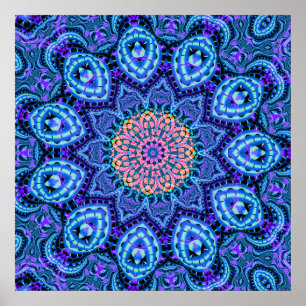 Verzierte Blume Vibrationen Kaleidoskop Art Poster