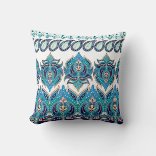 Verzierte Blumengrenzen: Vintages Paisley-Design Kissen
