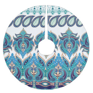 Verzierte Blumengrenzen: Vintages Paisley-Design Polyester Weihnachtsbaumdecke