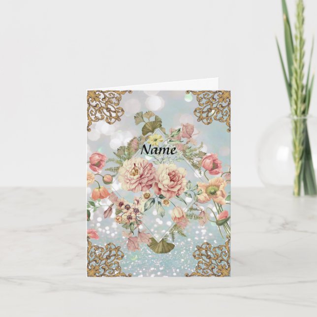 Verzierte Blumenmuster Personalisiert Dankeschön K Dankeskarte (Vorderseite)