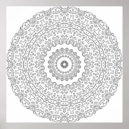 Verzierte Blumenvine-Mandala mit geschichteten Rin Poster