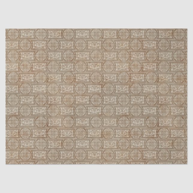 Verzierte braune Kreise und Rechtecke Seidenpapier (Vorderseite)