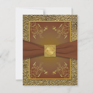 Verzierte braune und goldene RSVP-Karte Einladung