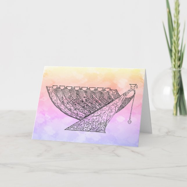 Verzierte Chanukah Menorah Regenbogen, individuell Karte (Vorderseite)
