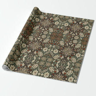 Verzierte Creme und braune Weihnachtsschneeflocke Geschenkpapier