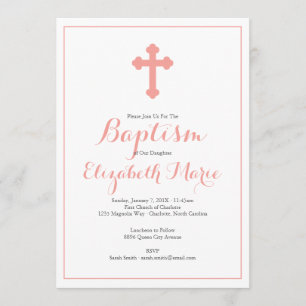 Verzierte Cross Pink Girl Taufe Christening Einladung